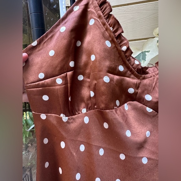 JAPNA  Brown Polkadot Pinup Style. Spaghetti Strap Midi Dress Size XL Hourglass - Picture 4 of 15